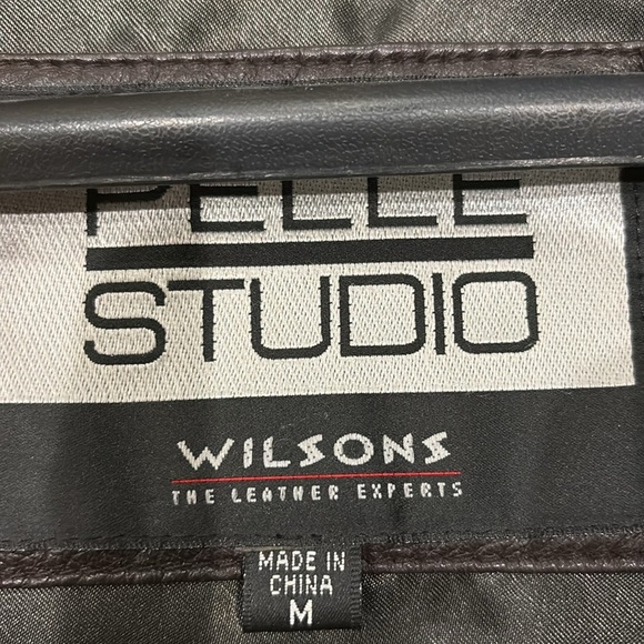 Vintage 90s leather jacket Wilsons Pelle studio dark brown M like new - Picture 5 of 6